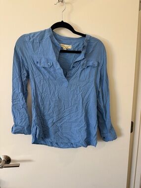 Staring at Stars Light Blue Button-Front Pullover Shirt